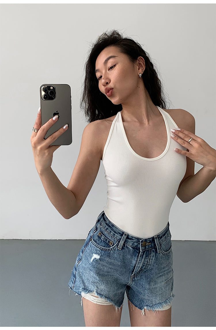 FrayEdge High Waist Denim Shorts NHDS0229