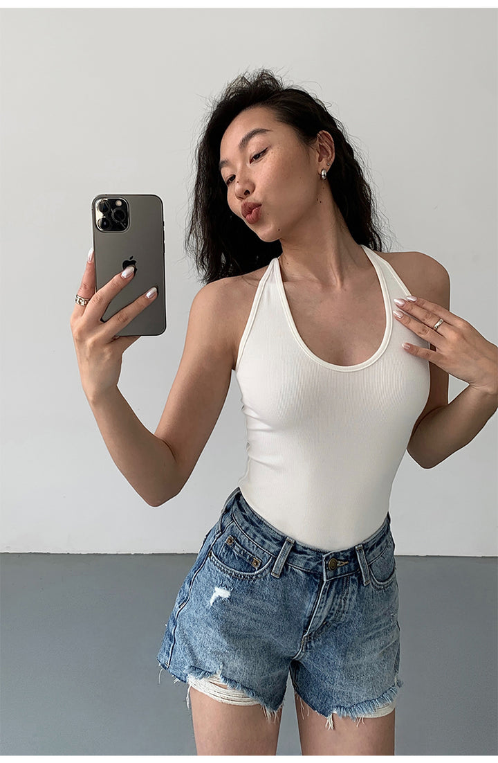 FrayEdge High Waist Denim Shorts NHDS0229