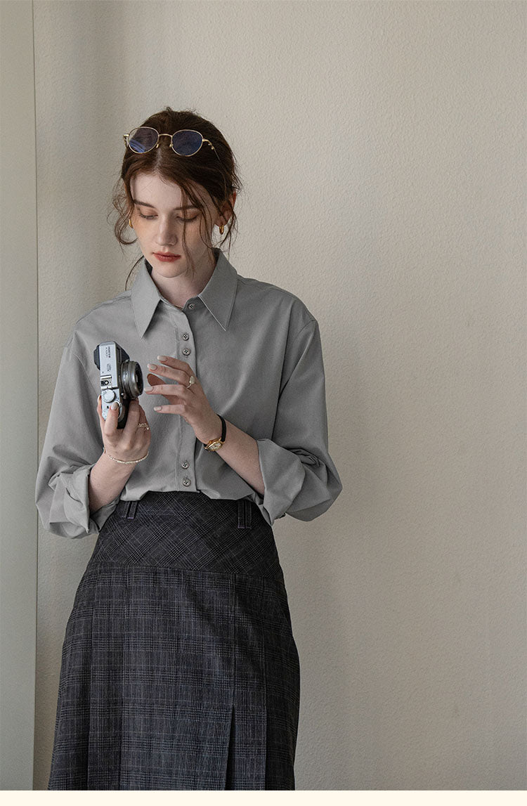 French-Style Floral Embroidery Relaxed Shirt  DARS0100