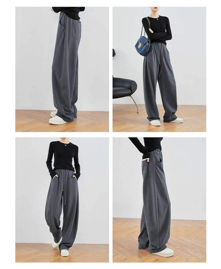 Linen Gray & Black High-Waisted Comfort Pants FAHP0028
