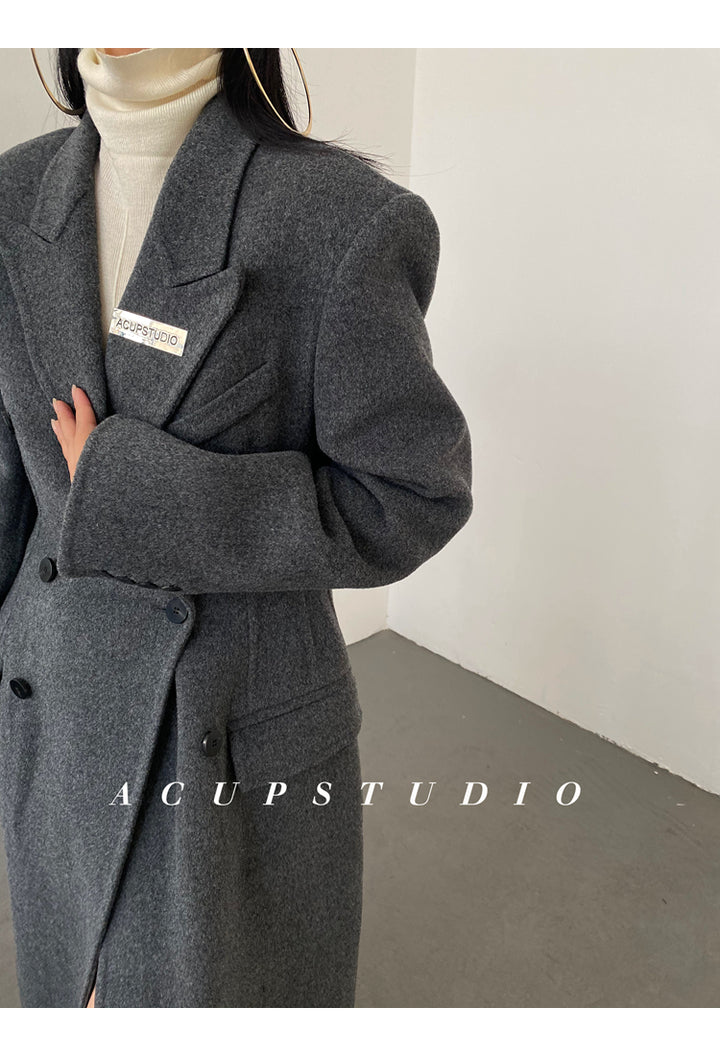 Double-Breasted Classic Wool Blend Coat ASCC0016