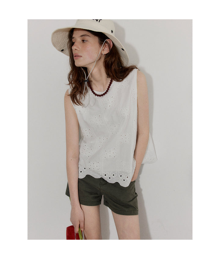 Breezy Broderie Cotton Tank LCCT0210