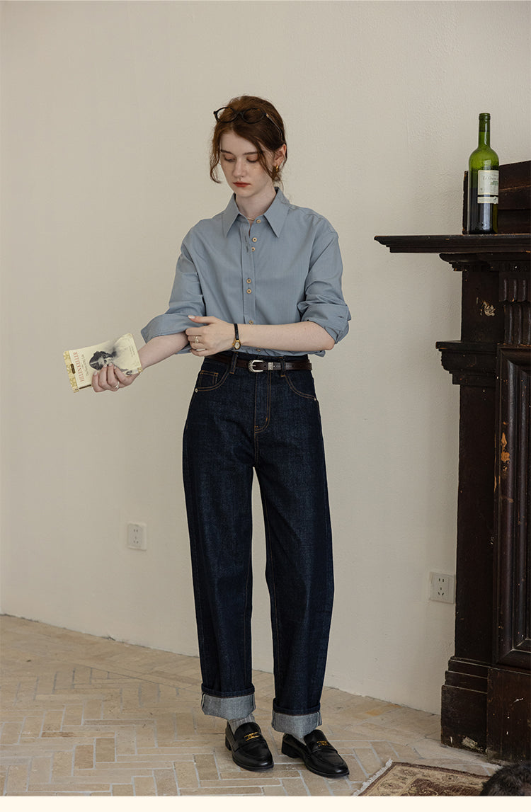 French-Style Floral Embroidery Relaxed Shirt  DARS0100