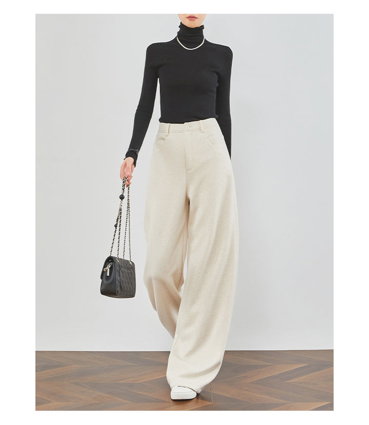Cream Almond Wide-Leg Pants FAWP0034