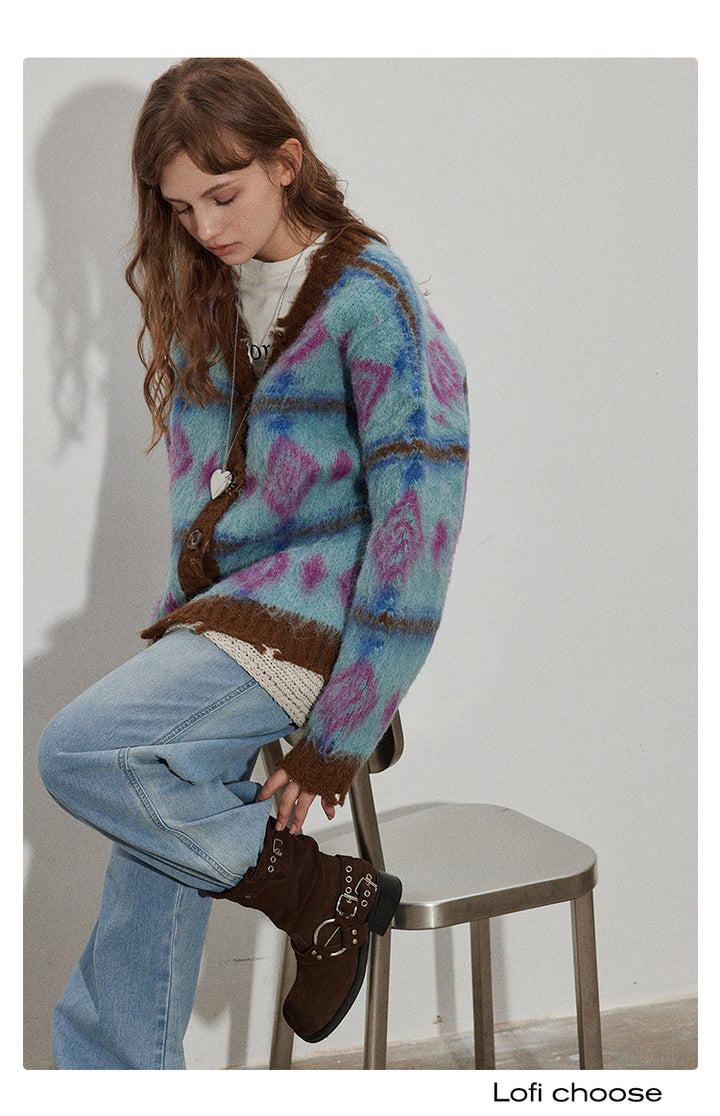 Vintage Patterned Knitted Cardigan LCVC0055