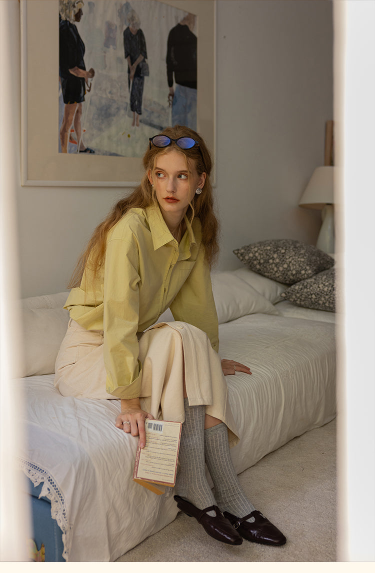 Vintage Cotton Oversized Button-Up Shirt DACS0108