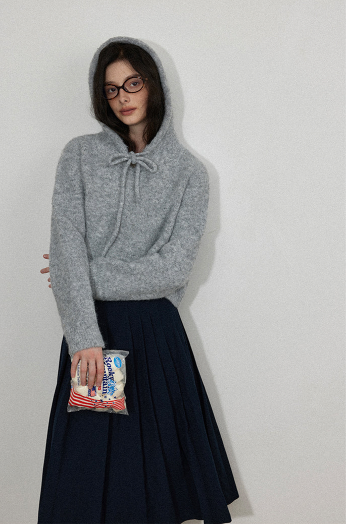 Cozy Drawstring Knit Hoodie LCKH0012