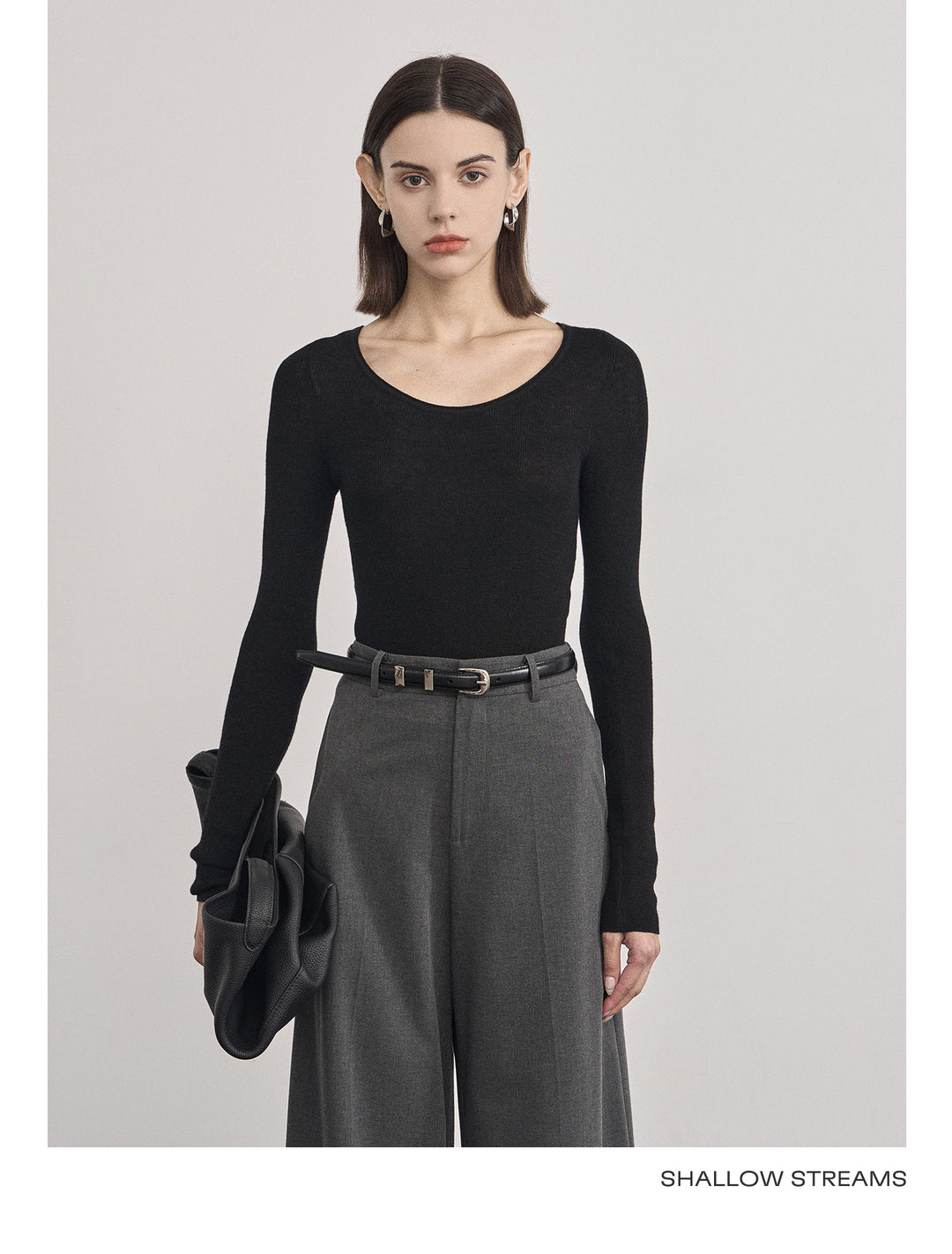 Classic Wool Blend Scoop Neck Top SSWT0049