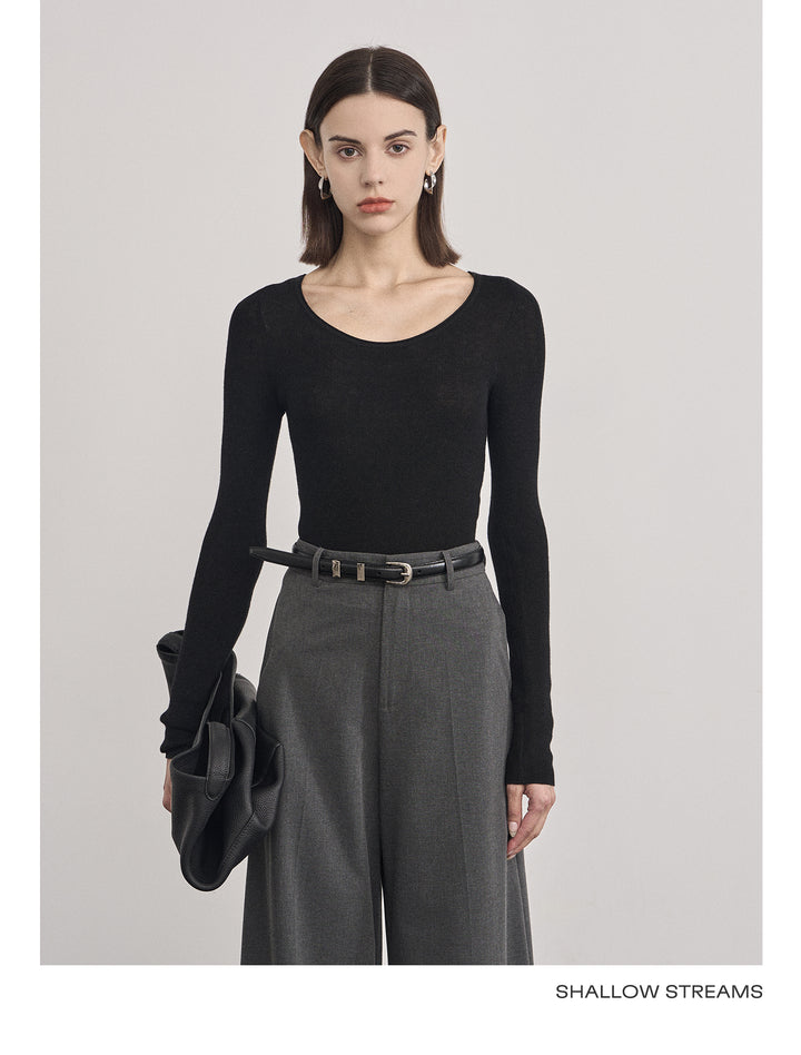 Classic Wool Blend Scoop Neck Top SSWT0049