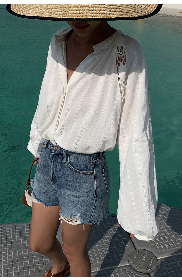 FrayEdge High Waist Denim Shorts NHDS0229