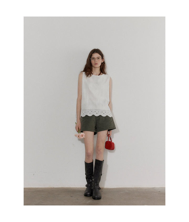 Breezy Broderie Cotton Tank LCCT0210
