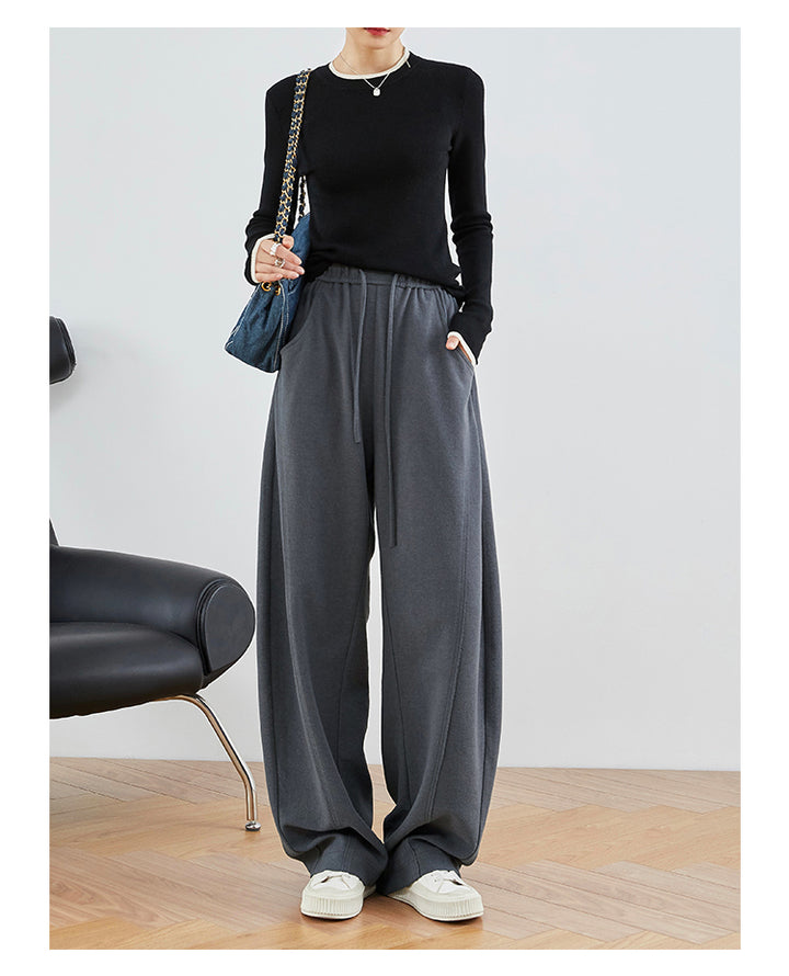 Linen Gray & Black High-Waisted Comfort Pants FAHP0028