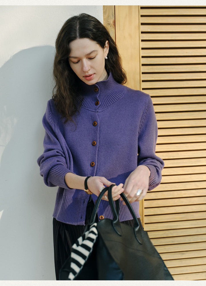 Cozy Luxe High-Neck Cardigan CCHC0139