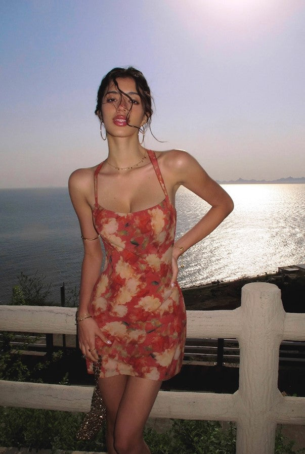 Sunset Bloom Sheer Slip Dress ITSD0248