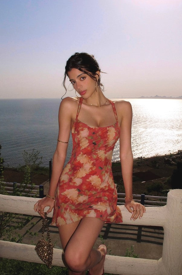 Sunset Bloom Sheer Slip Dress ITSD0248