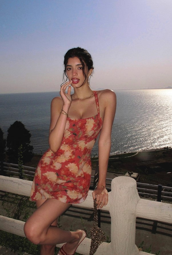 Sunset Bloom Sheer Slip Dress ITSD0248