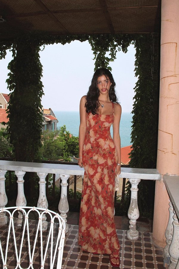 Sunset Bloom Sheer Slip Dress ITSD0248