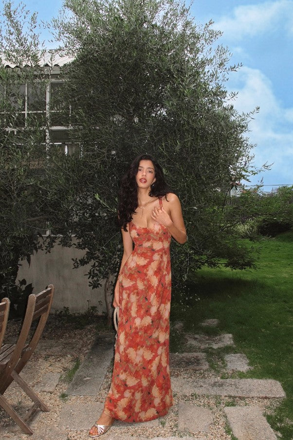 Sunset Bloom Sheer Slip Dress ITSD0248