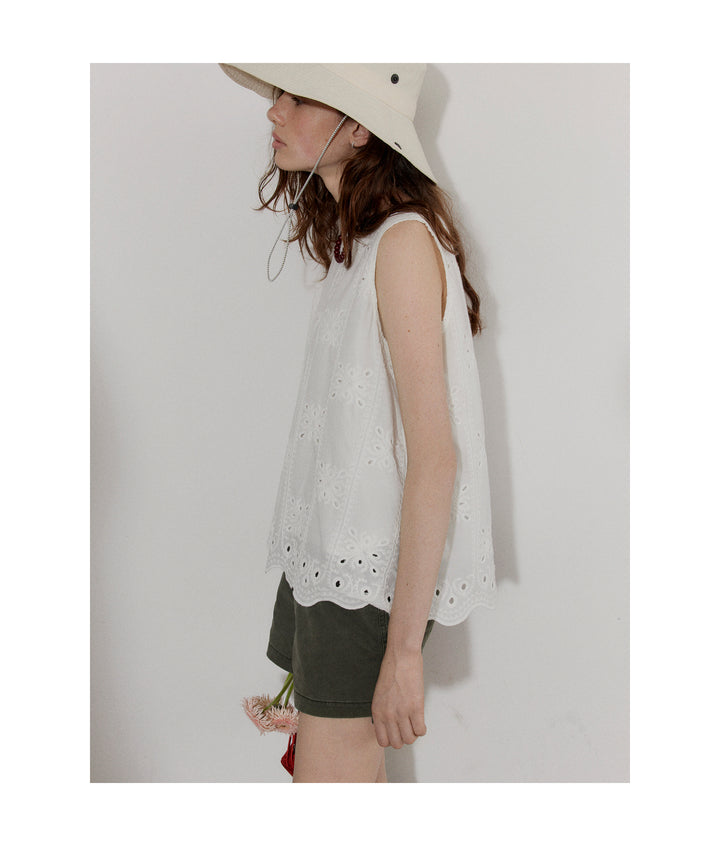 Breezy Broderie Cotton Tank LCCT0210