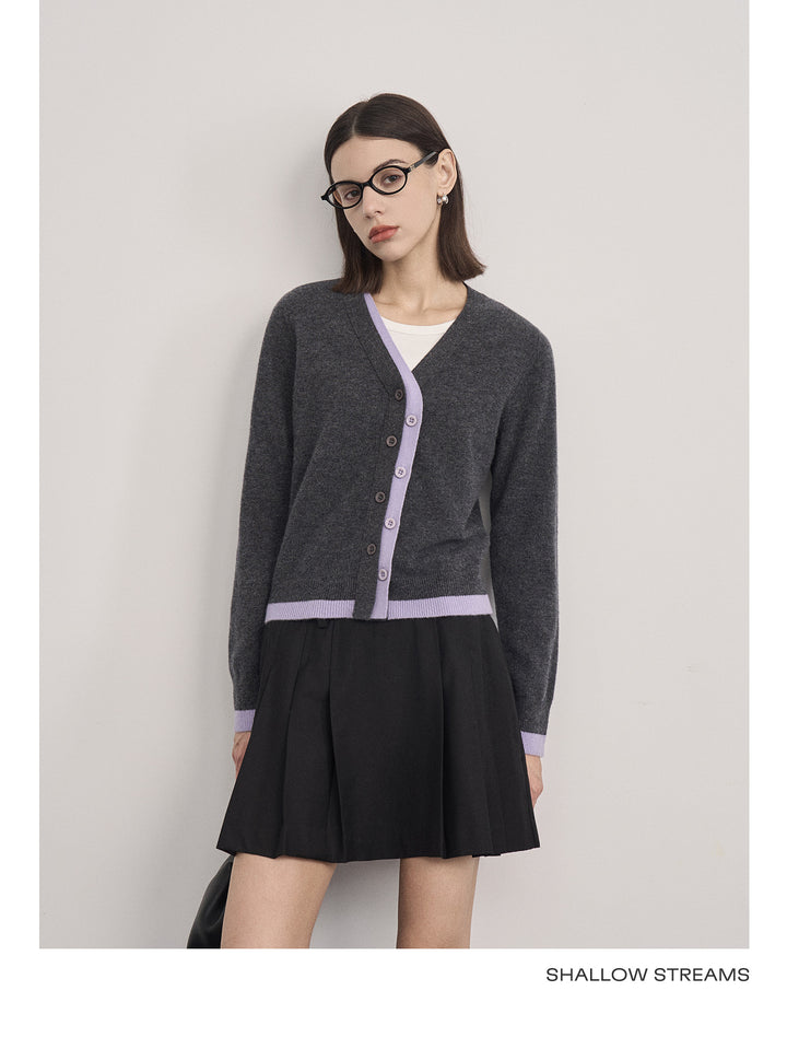 Fake Two-Piece Wool Knit Cardigan SSWC0060