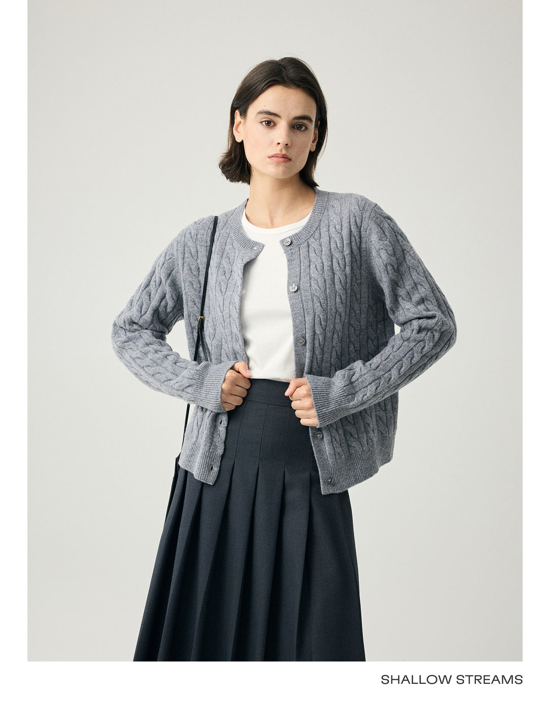 Wool Cable Knit Button Cardigan SSWC0086