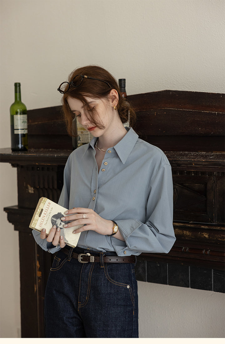 French-Style Floral Embroidery Relaxed Shirt  DARS0100