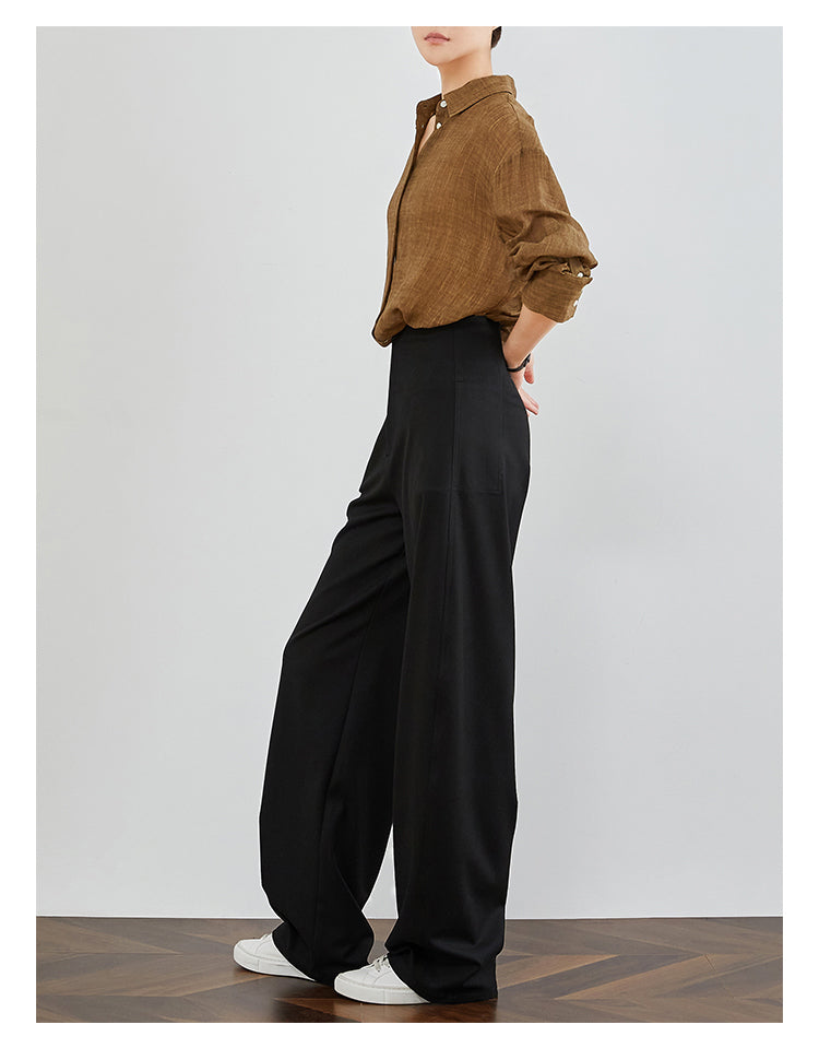 High-Waisted Curved Black Suit Pants FAHP0032