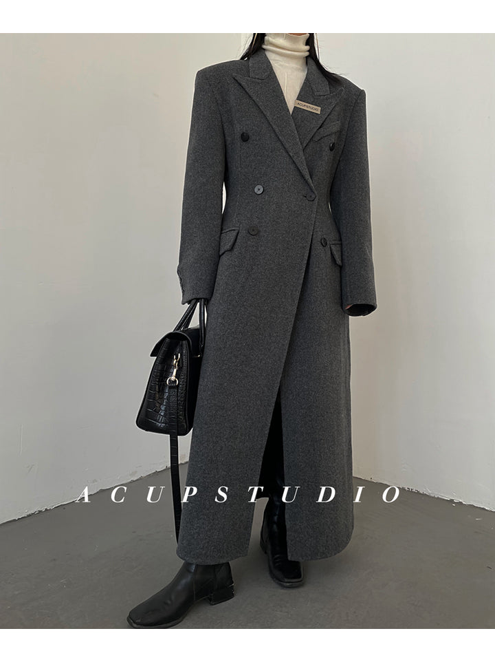Double-Breasted Classic Wool Blend Coat ASCC0016