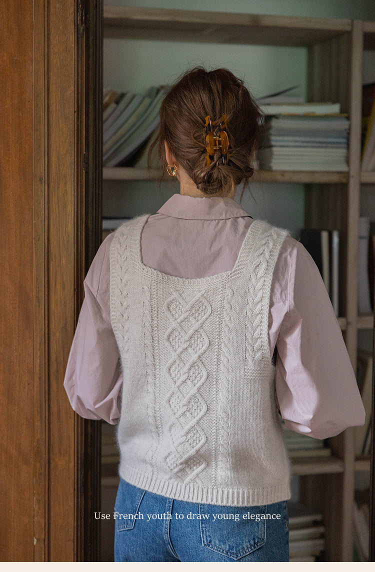 Reversible Cable Knit Wool Sweater Vest DAKV0122