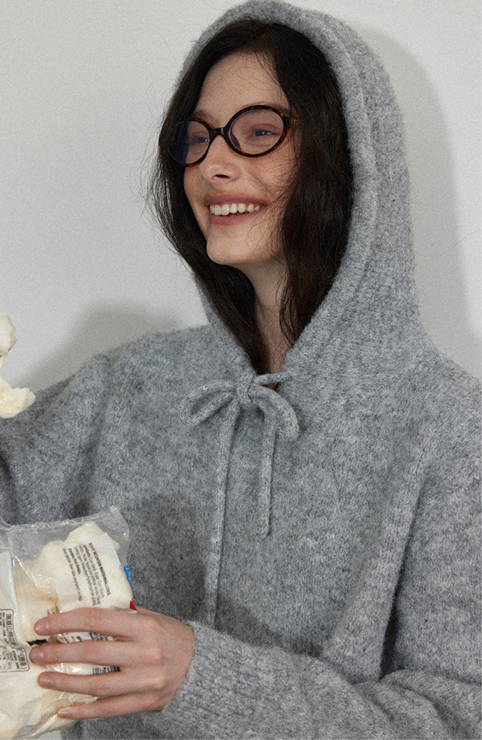 Cozy Drawstring Knit Hoodie LCKH0012
