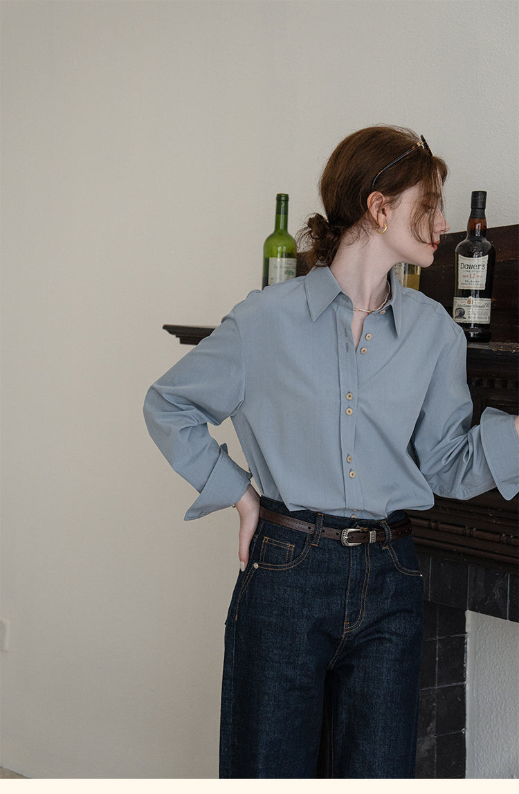 French-Style Floral Embroidery Relaxed Shirt  DARS0100