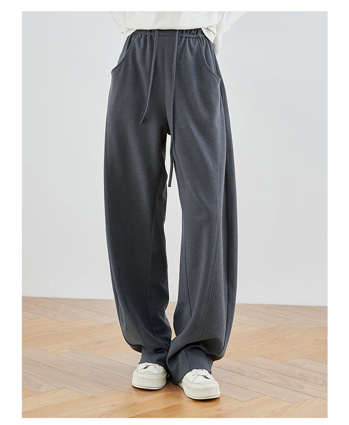 Linen Gray & Black High-Waisted Comfort Pants FAHP0028