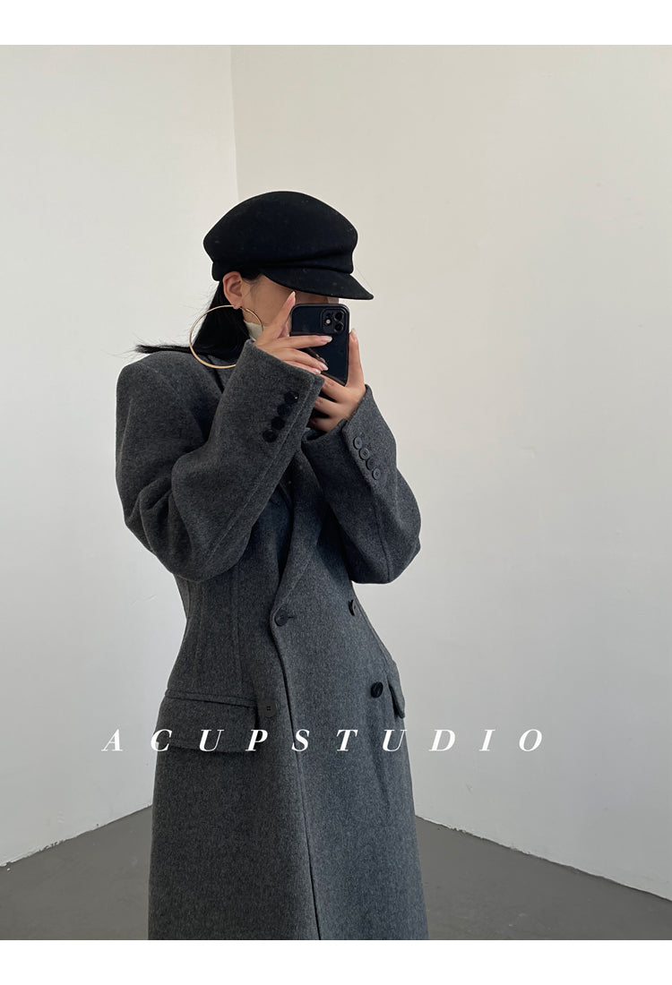 Double-Breasted Classic Wool Blend Coat ASCC0016