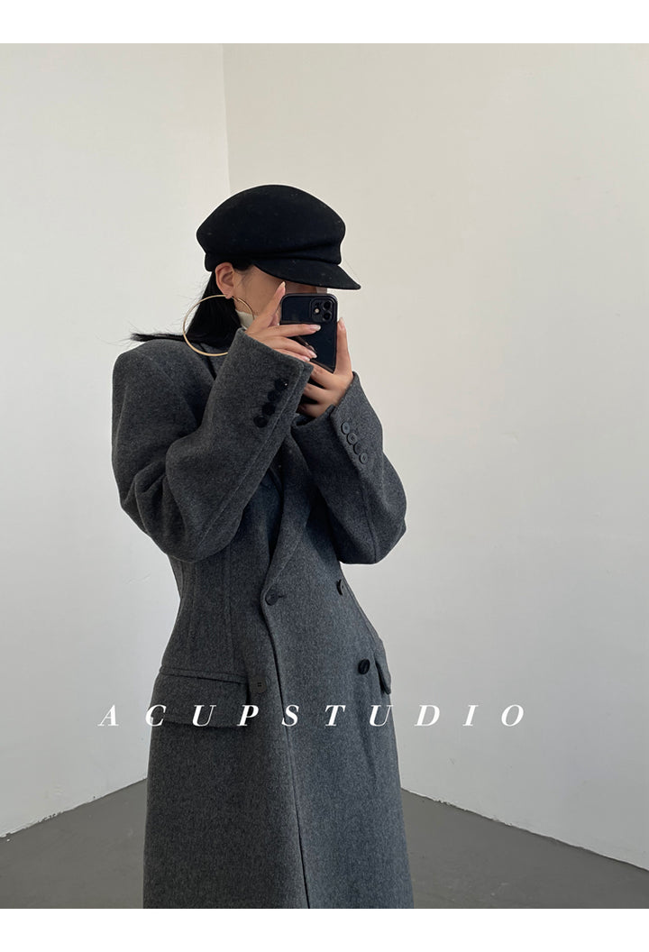 Double-Breasted Classic Wool Blend Coat ASCC0016