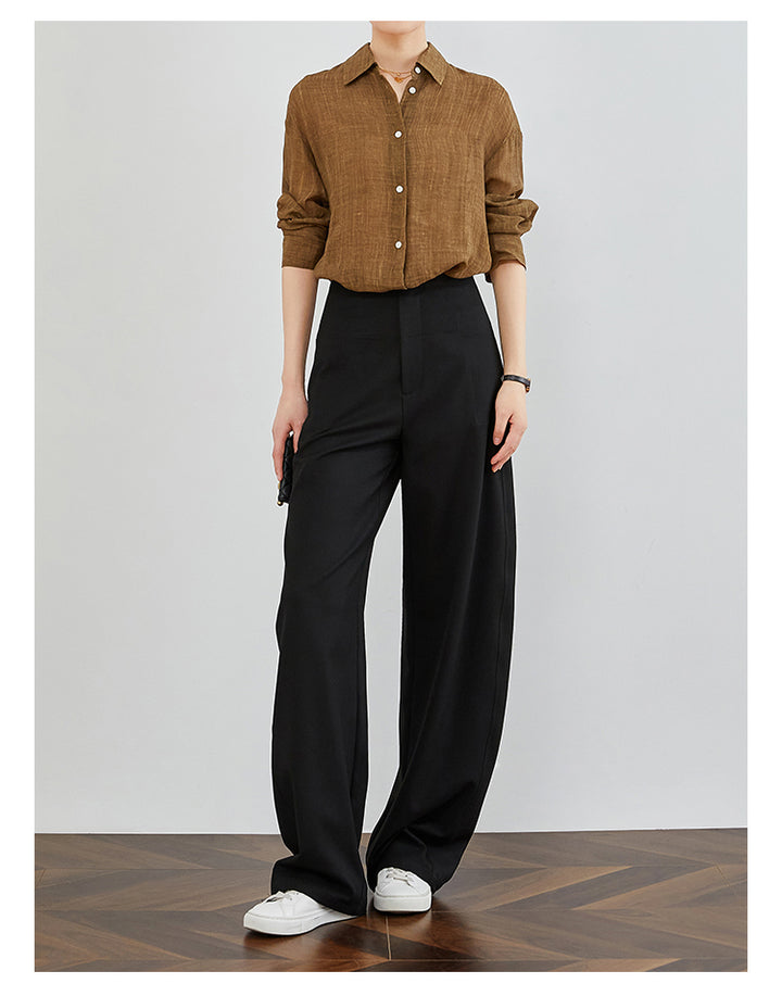 High-Waisted Curved Black Suit Pants FAHP0032