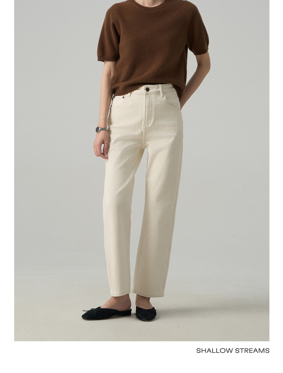 Slim White Cropped Jeans Baguette Pipe Pants SSSP0050