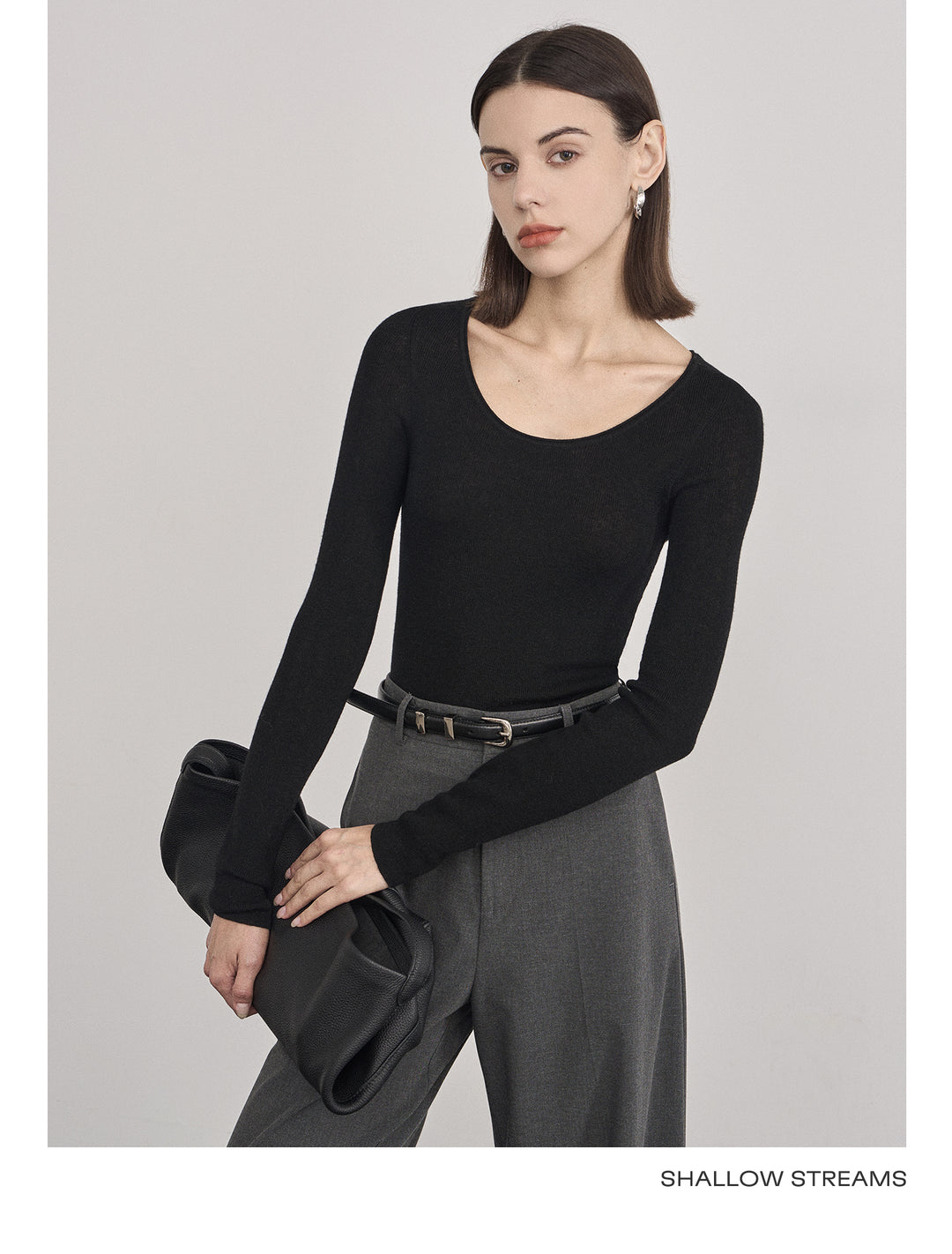 Classic Wool Blend Scoop Neck Top SSWT0049