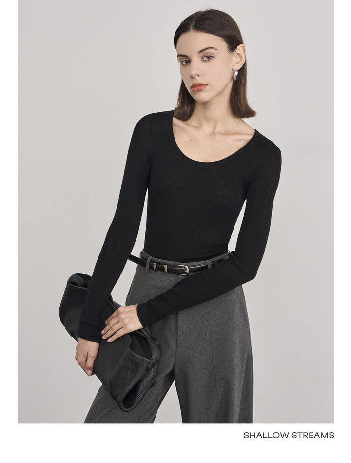 Classic Wool Blend Scoop Neck Top SSWT0049