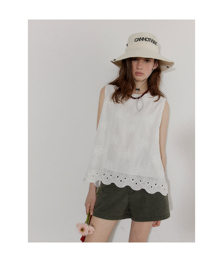 Breezy Broderie Cotton Tank LCCT0210