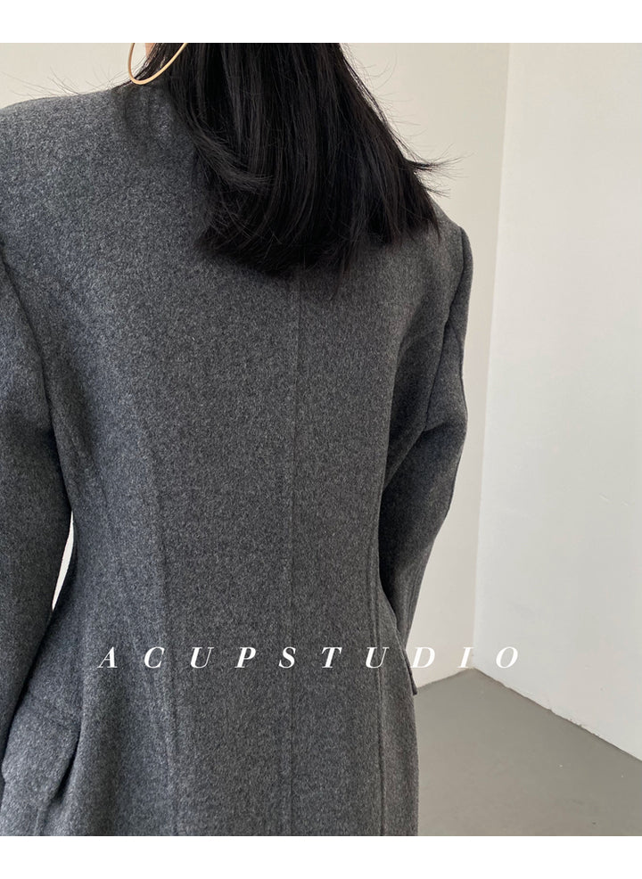 Double-Breasted Classic Wool Blend Coat ASCC0016