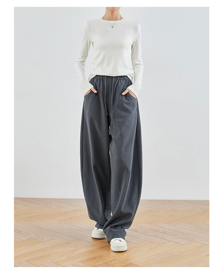Linen Gray & Black High-Waisted Comfort Pants FAHP0028