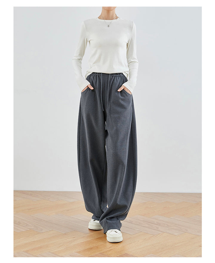 Linen Gray & Black High-Waisted Comfort Pants FAHP0028