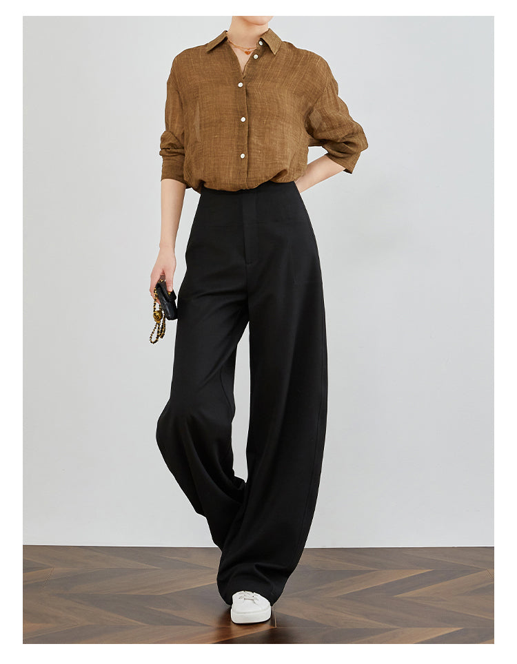 High-Waisted Curved Black Suit Pants FAHP0032