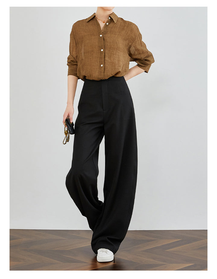 High-Waisted Curved Black Suit Pants FAHP0032