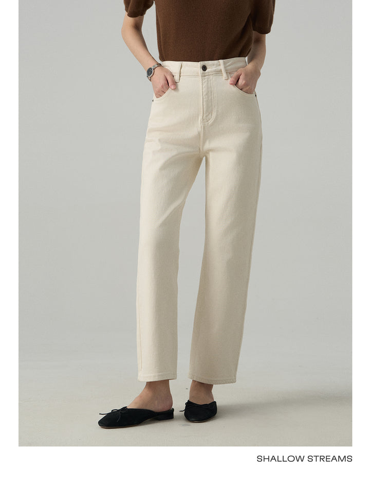 Slim White Cropped Jeans Baguette Pipe Pants SSSP0050