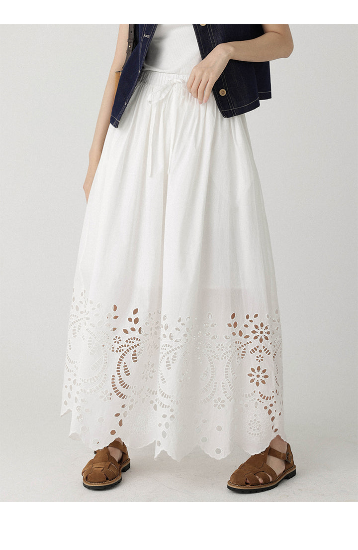 Breeze Broderie Cotton Maxi Skirt LCMS0192