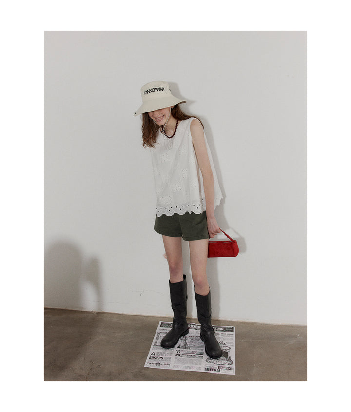 Breezy Broderie Cotton Tank LCCT0210