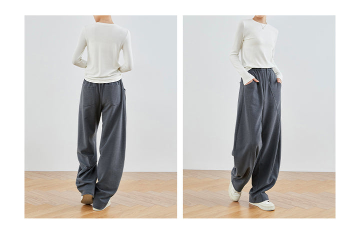 Linen Gray & Black High-Waisted Comfort Pants FAHP0028