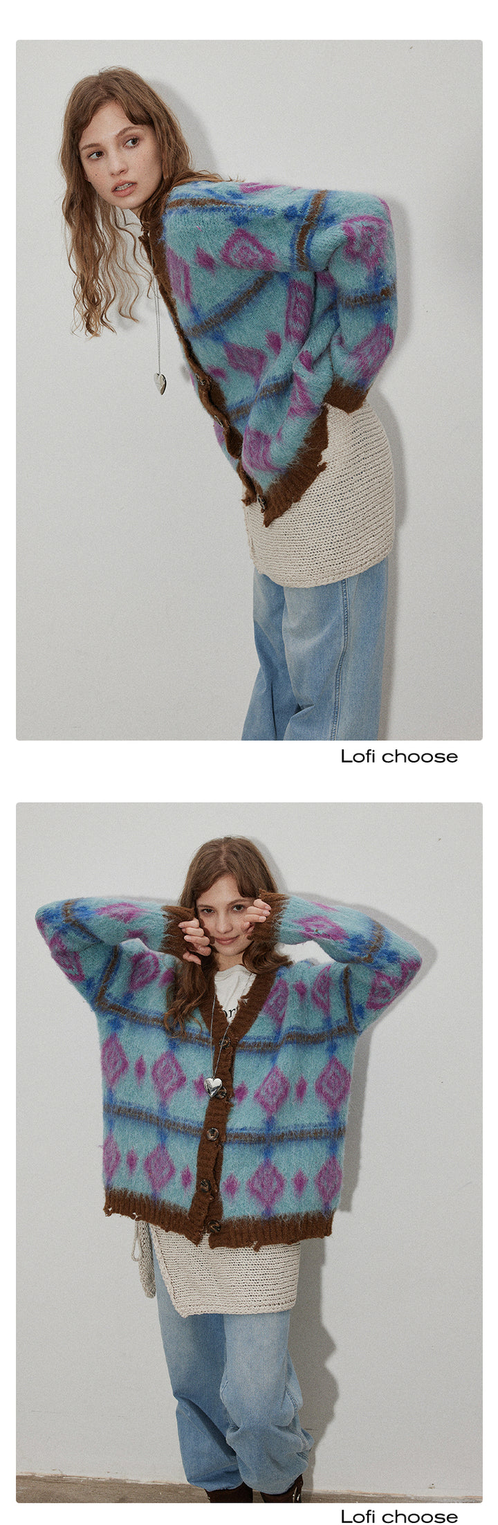 Vintage Patterned Knitted Cardigan LCVC0055