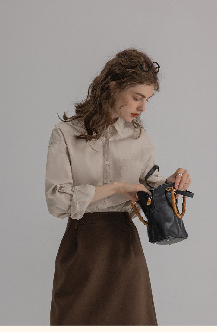 Vintage Cotton Oversized Button-Up Shirt DACS0108